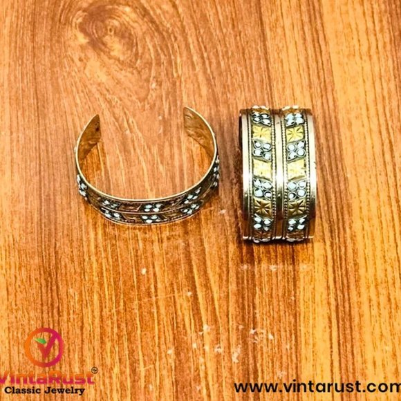 Single Vintage Tribal Cuff Bracelet Afghan Kuchi Cuff With Beads - Picture 2 of 9
